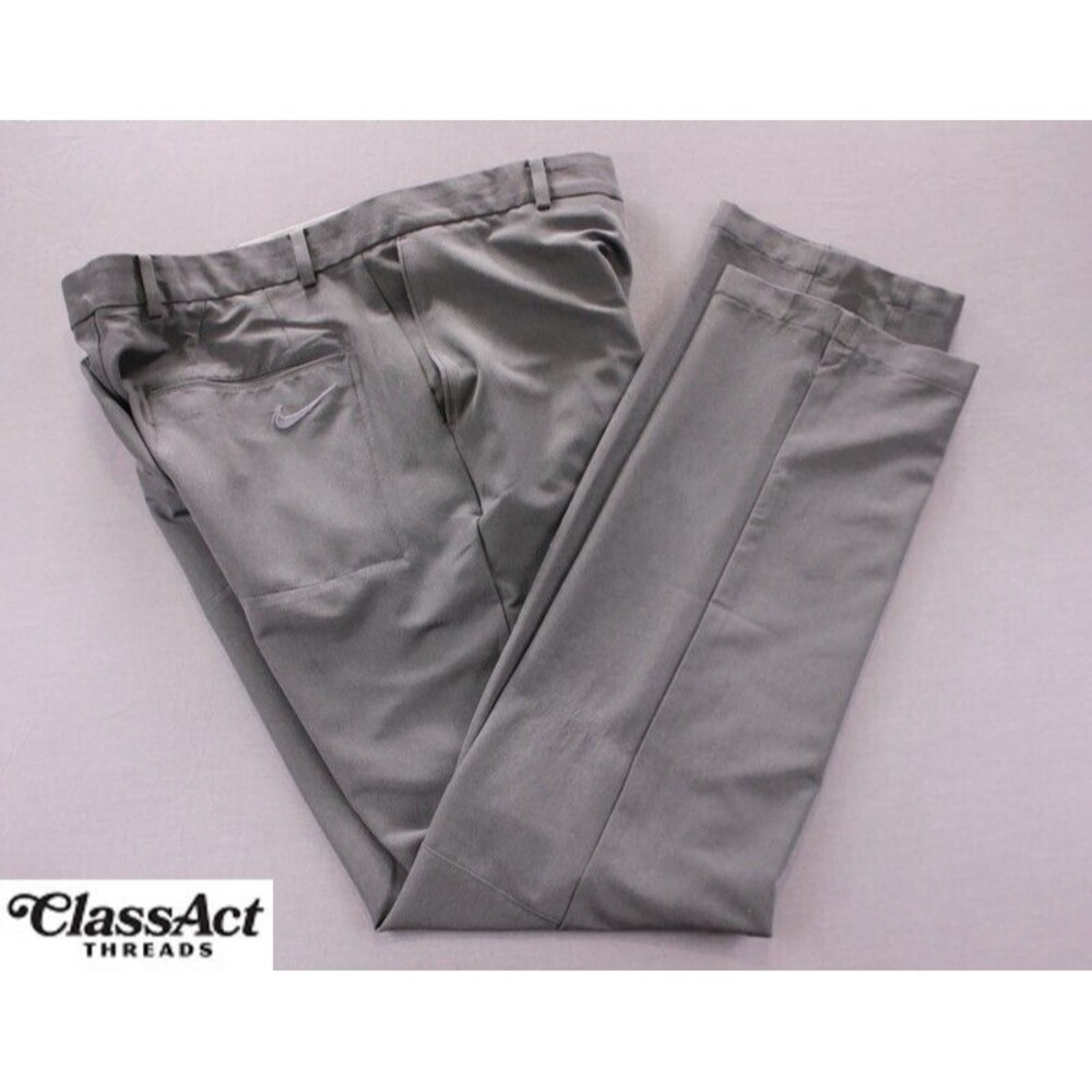 Nike Golf Pants Mens Gray Dri Fit Flat Front Stretch Tag Sz 34X32 (35X32)